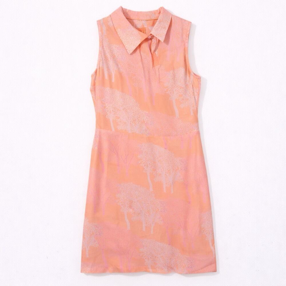 TOCCA Silk Sleeveless Collared Shift Dress Peach Tree Print Size 8 Msrp $365
